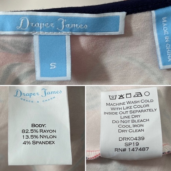 Draper James Coral Floral Ponte Skater Dress Stretchy Jersey Knit Size S - Picture 9 of 10